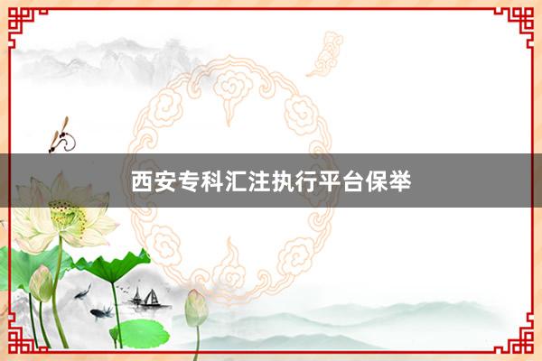 西安专科汇注执行平台保举