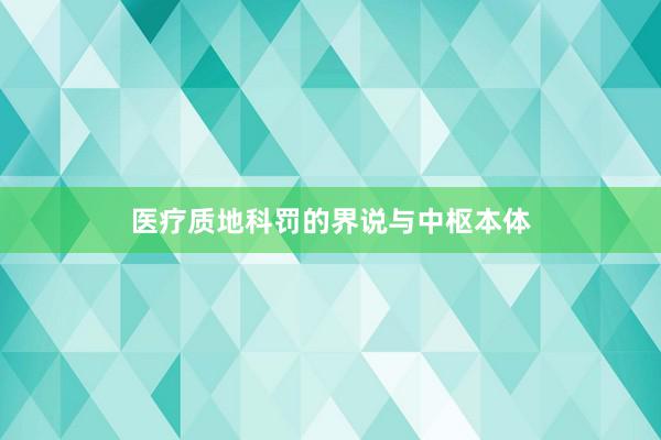 医疗质地科罚的界说与中枢本体